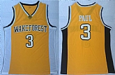 Wake Forest University 3 Chris Paul Yellow College Basketball Jersey,baseball caps,new era cap wholesale,wholesale hats